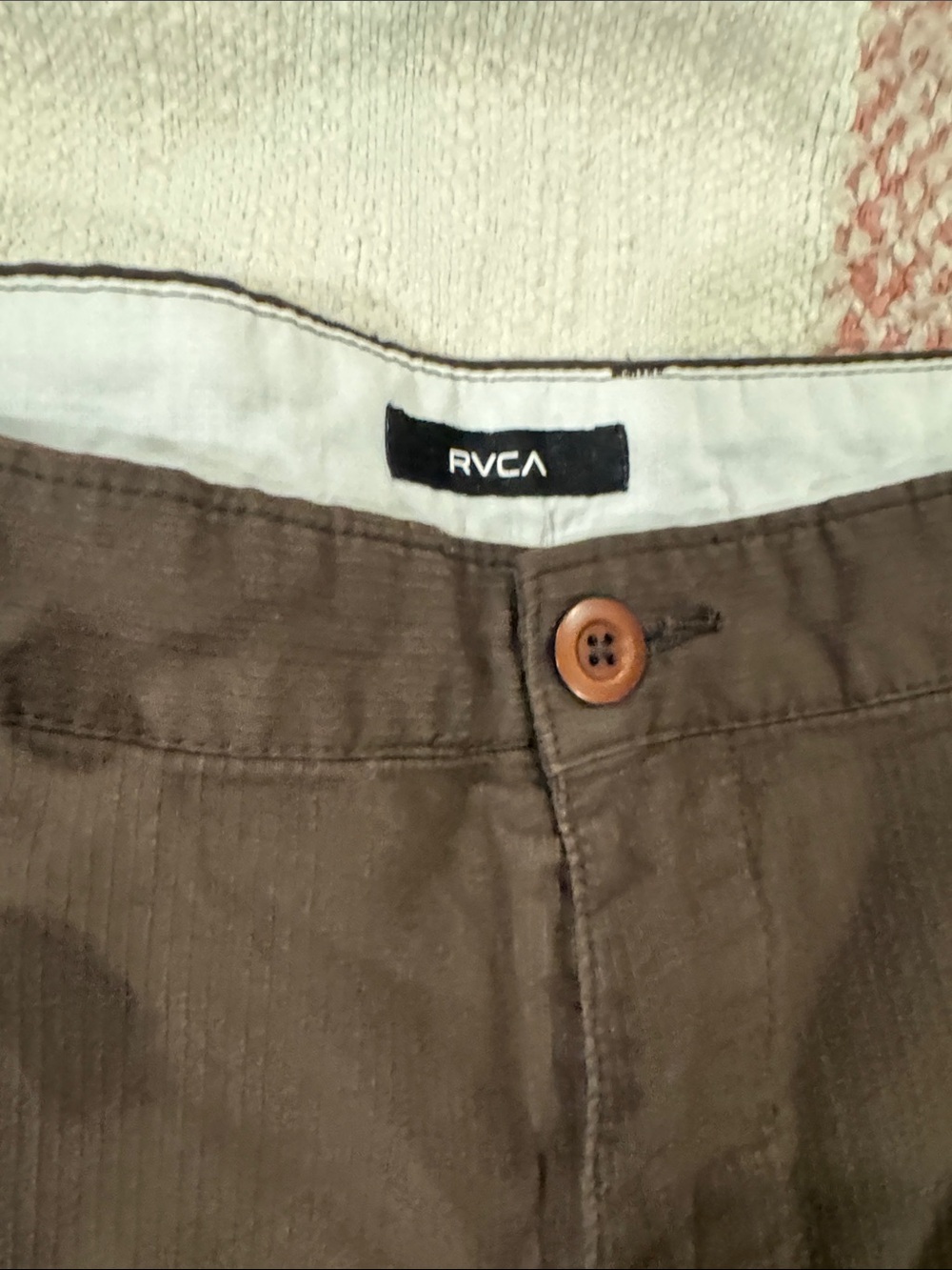 RVCA Brown Button-Front Trousers